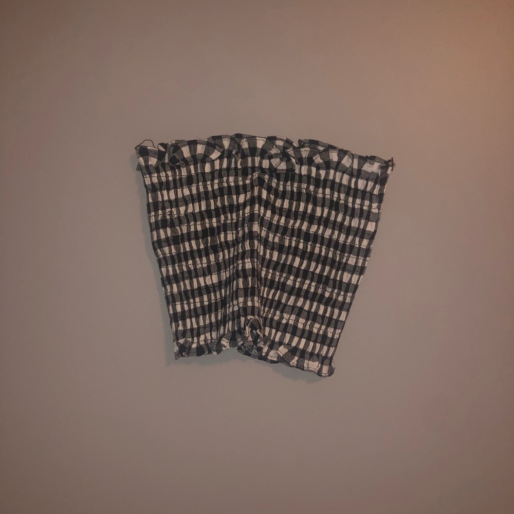 black and white gingham smocked tube top